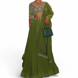 Elegant Green Embroidered Lehenga